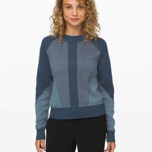 LULULEMON Blue Patterned Crewneck Sweater